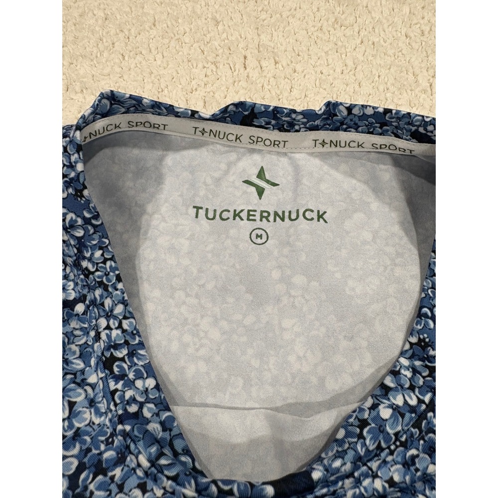 Tuckernuck Tnuck Sport Short Sleeve Performance Tee Shirt Floral Print Blue Med - Picture 2 of 5